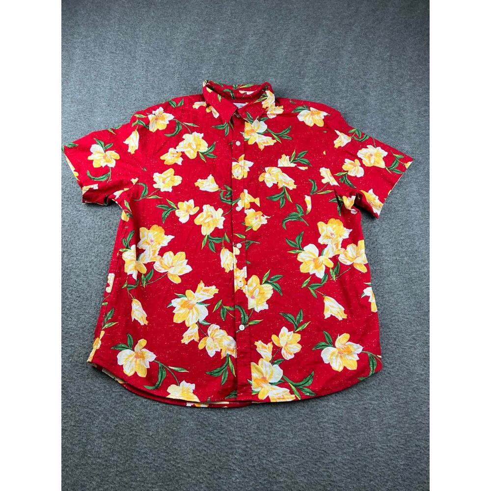 Old Navy XL Men's Red Floral Short‎ Sleeve Casual Shirt